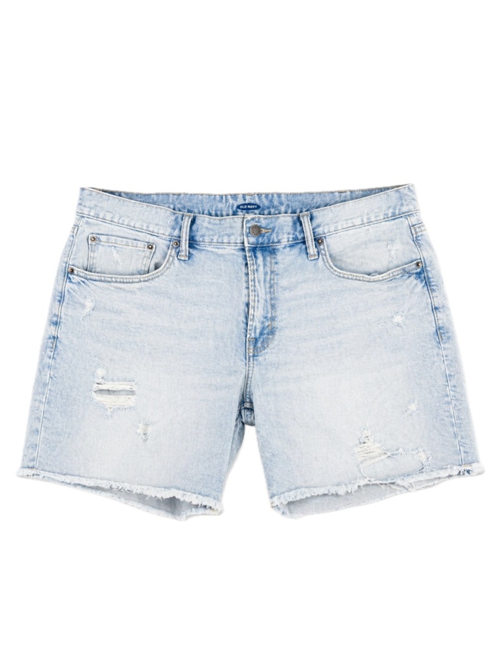 Old Navy Men’s Denim Shorts 38 Waist Distressed Light Wash Cutoff Jean Shorts